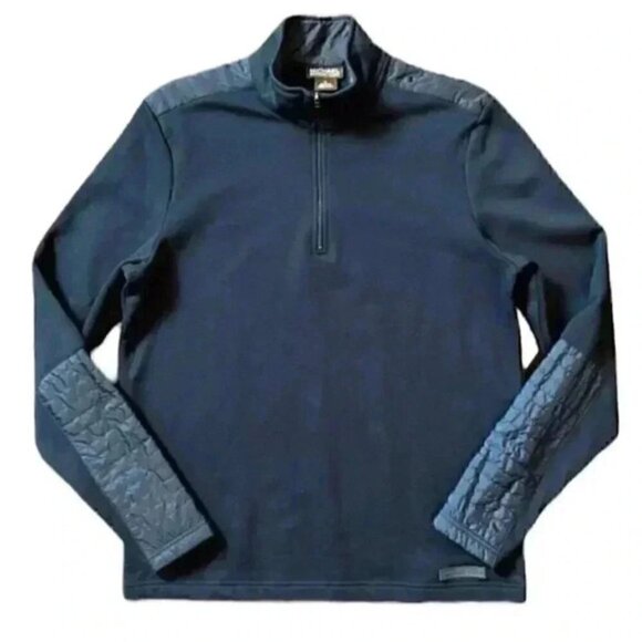 Michael Kors Mens Sweater 1/4 Zip Pullover Cotton Blend Navy Blue Size Medium - Picture 16 of 16